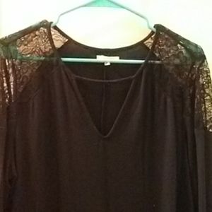 MAURICES Black Lace Shoulder Shirt